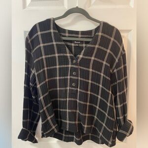 Black madewell plaid linen blouse